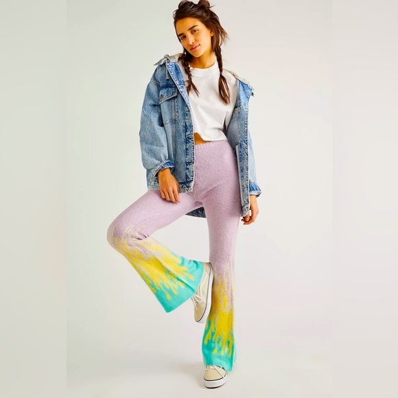THE RAGGED PRIEST Knit Flame Flare Pants Multi S - Picture 1 of 10